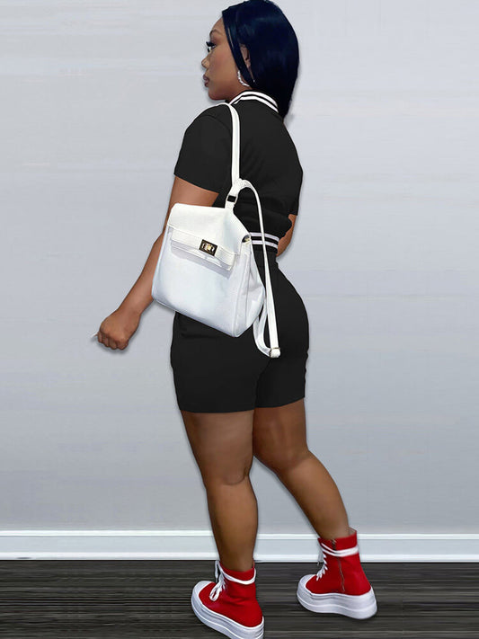 Chándal de béisbol de dos piezas con bloques de color y manga corta