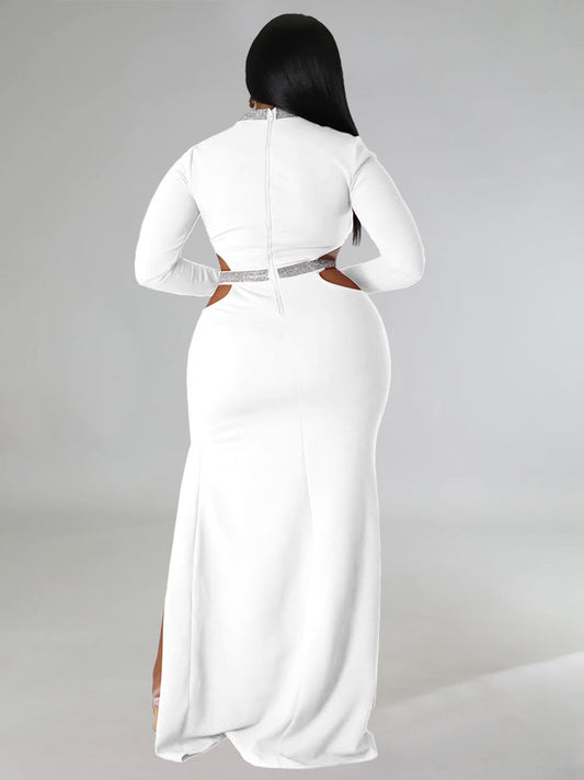 Plus Size Cut Out Split Maxi Dresees