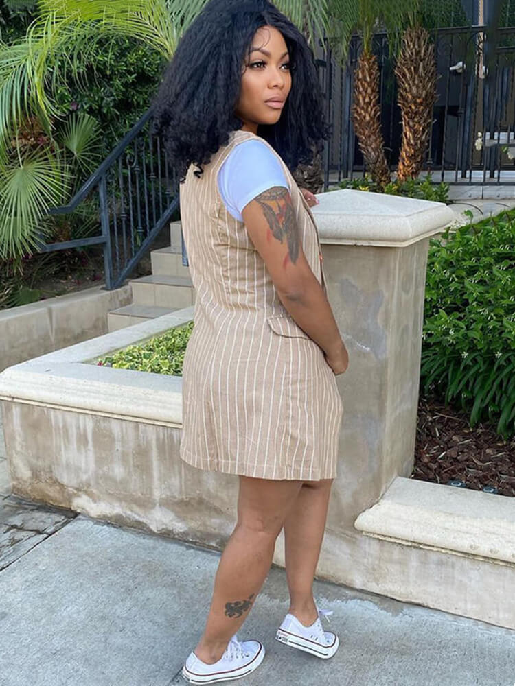 Trajes de chaleco tipo blazer casual de dos piezas a rayas