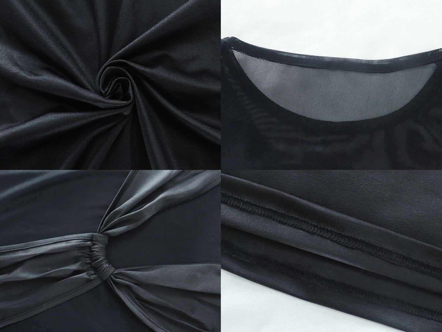 Vestidos largos de manga larga con retazos de malla