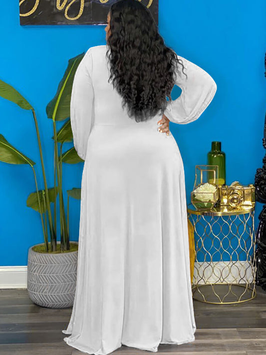 Long Sleeve Lace Up Split Maxi Dress