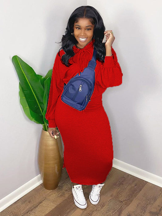 Two Pieces Scoop Neck Rib Crop Top Bodycon Skrit