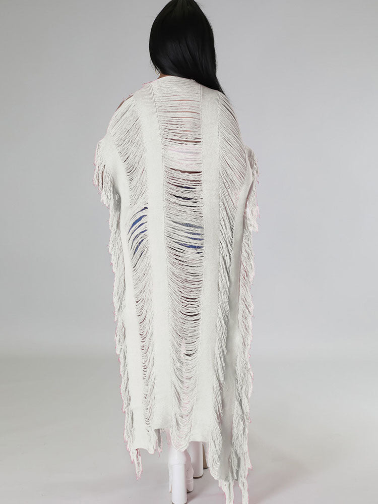 Punto Borlas Manga corta Cárdigans largos