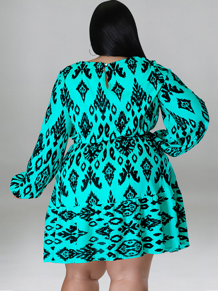 Vestidos midi de talla grande Manga larga Cuello redondo