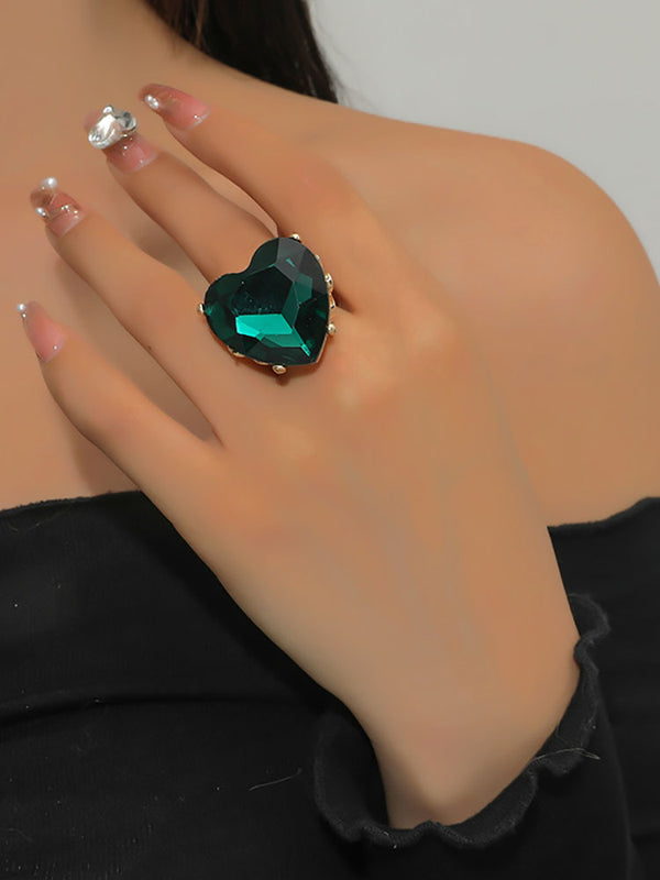 Heart Shape Retro Imitation Gemstone Ring