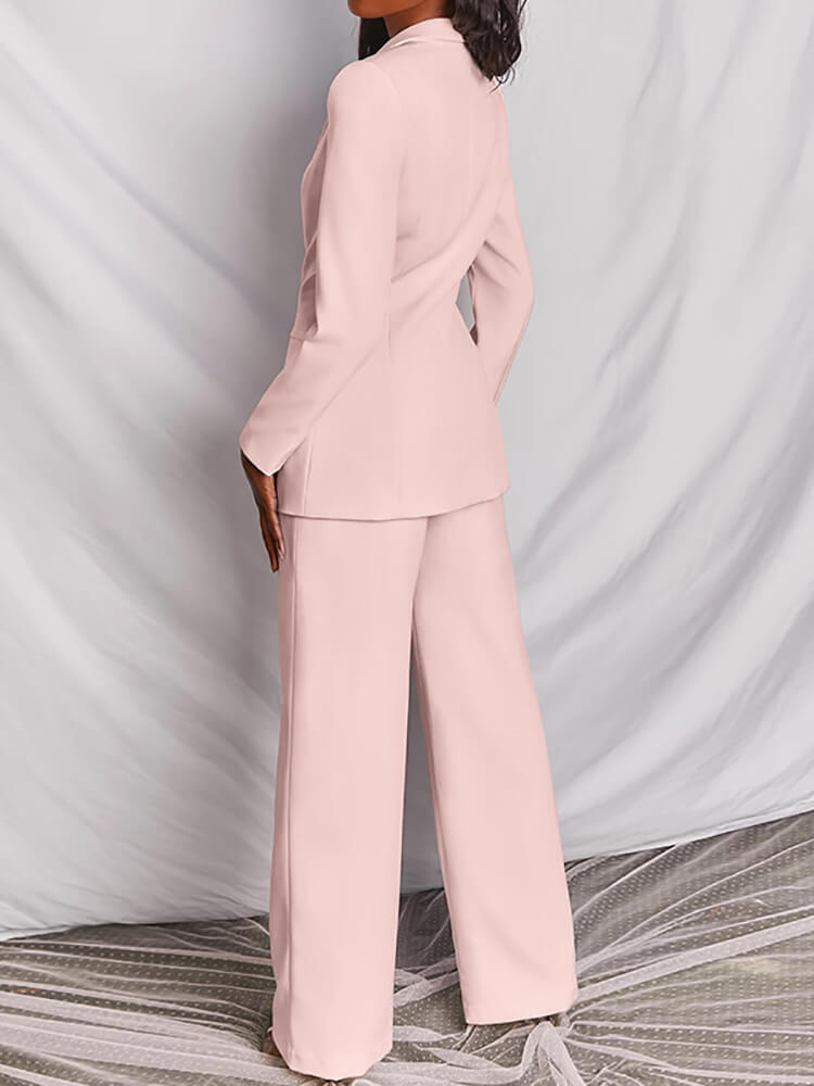 Casual Blazer Long Pants Two Piece Outfits