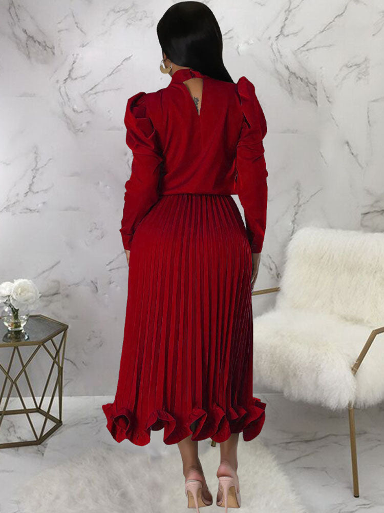 Two Piece Crop Top Pleated Maxi Skirts