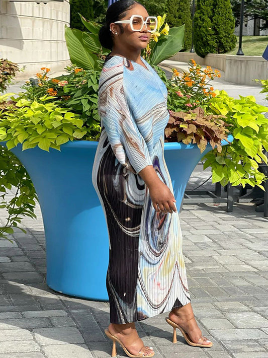 Bat Sleeve Floral Print Midi Dress