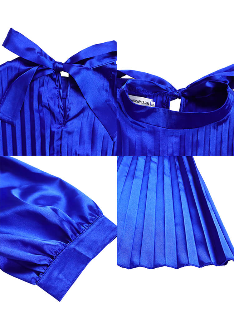 Mini vestidos plisados de manga corta con cuello simulado