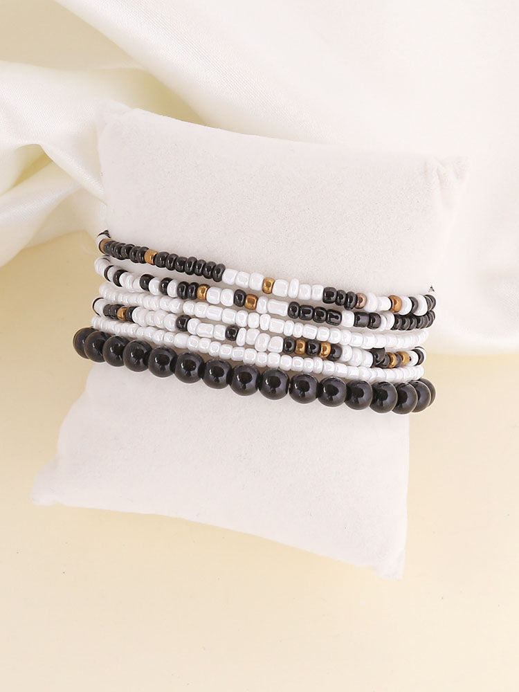 Conjuntos de pulseras de cuentas multicolores multicapa Boho