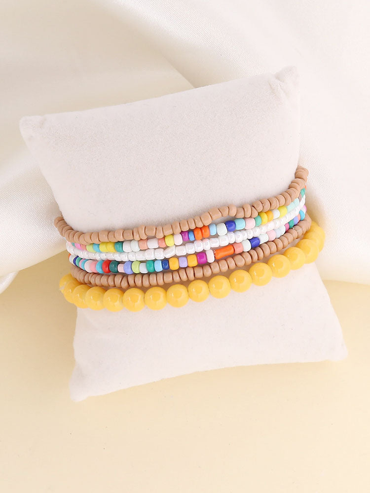 Conjuntos de pulseras de cuentas multicolores multicapa Boho