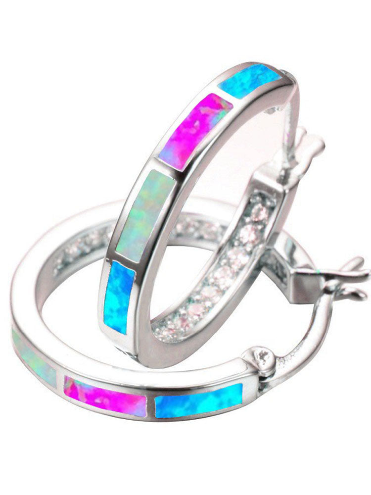 Pendientes redondos de diamantes de imitación de colores