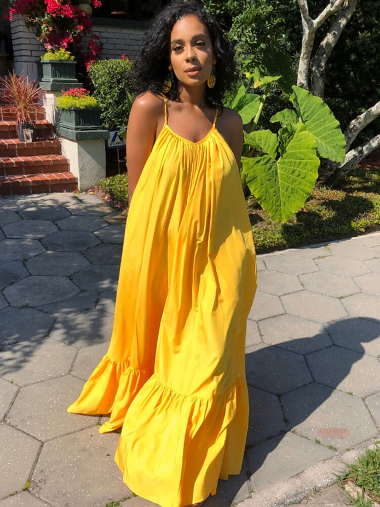 Summer Vibes Ruffle Beach Maxi Swing Dress Beachwear Summer Vibes Ruffle Beach Maxi Swing Dress Beachwear