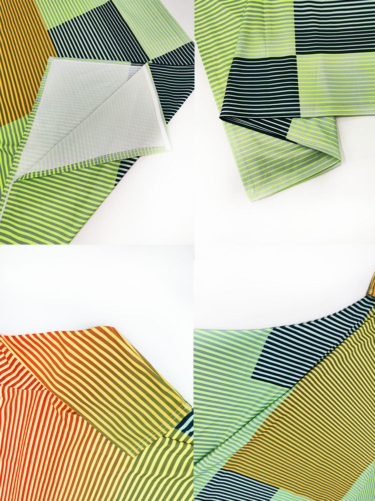 Vestidos midi asimétricos de rayas de media manga