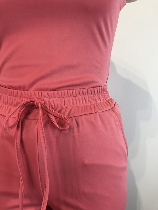 2 Piece Sleeveless Solid Color Tank Top Pants Set