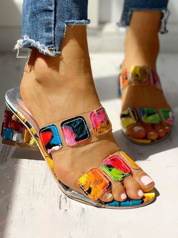 Colorful Applique Chunky Slides