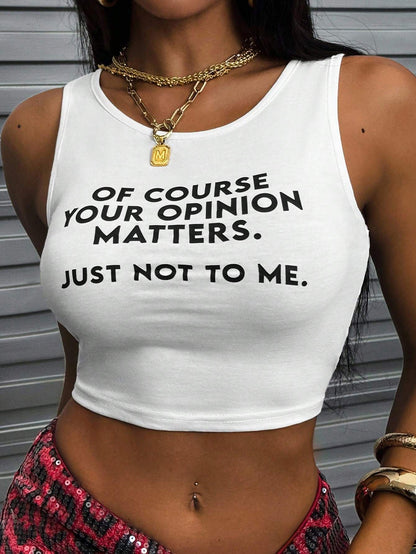 Letter Print Crop Tank Top