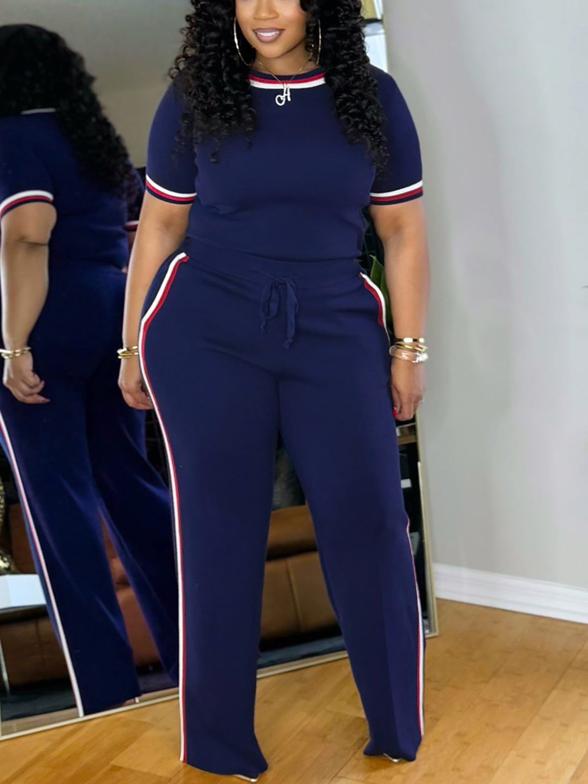 Stripe Top Pants Set