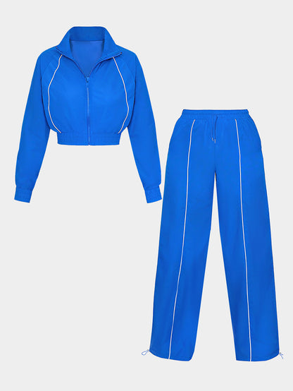 Striped Zip Jacket Pants Set
