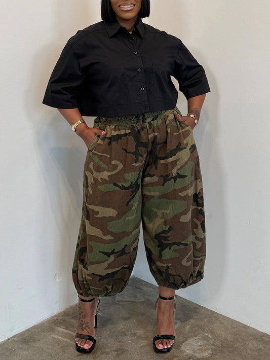 Plus Size Camo Cargo Harem Pants