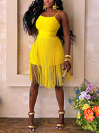 Fringe Cami Romper Dress