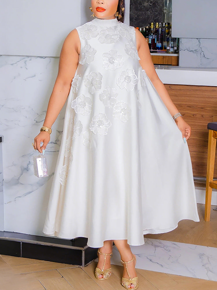 Loose Embroidered Sleeveless Maxi Dress