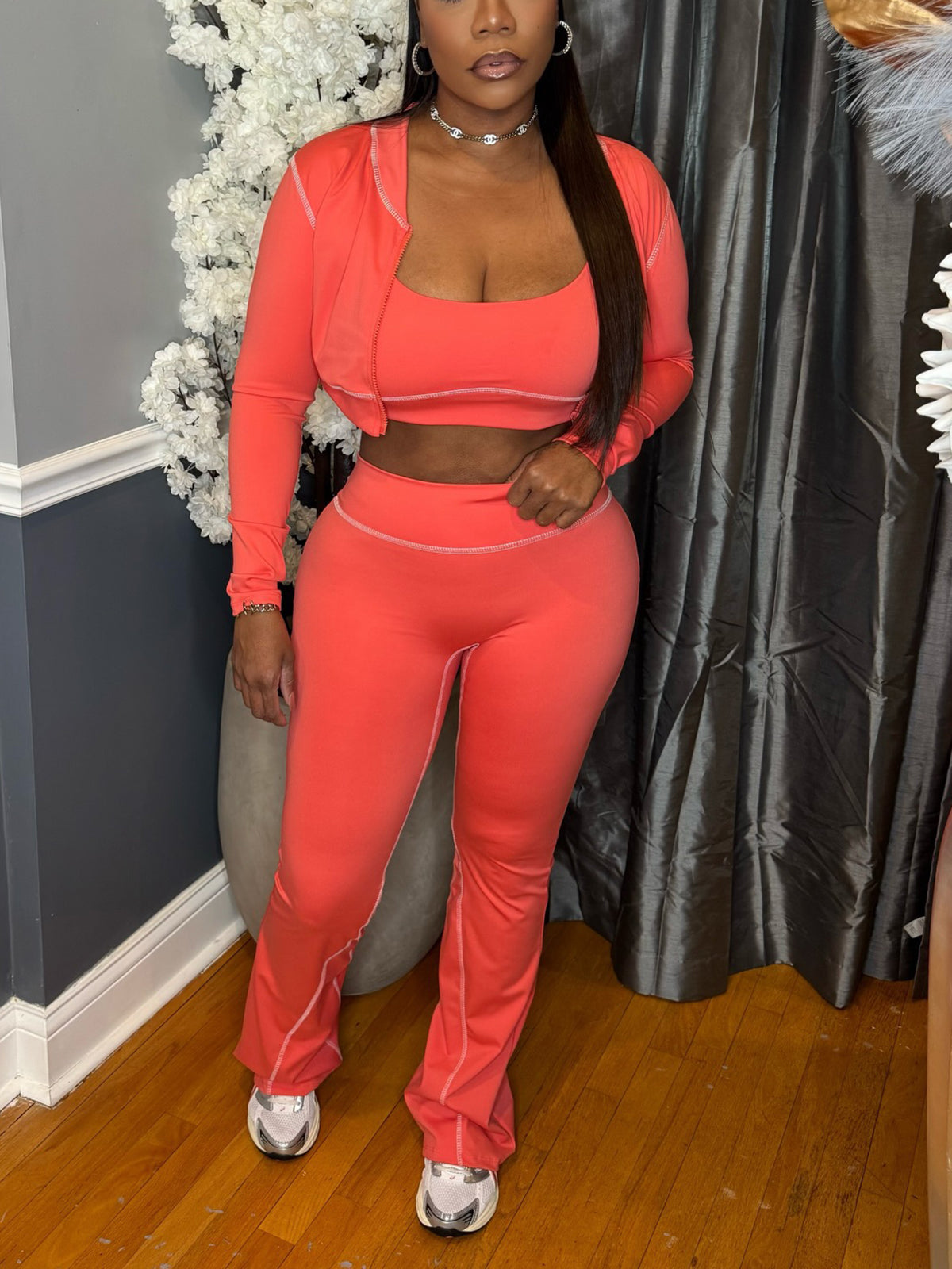 Three Piece Cardigan Tank Pants Set