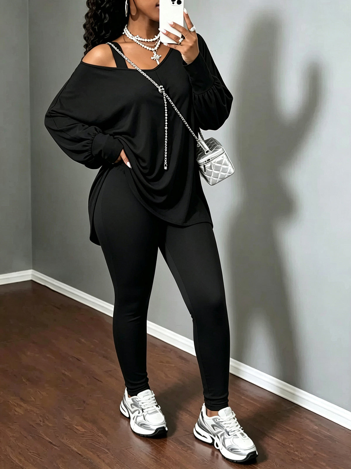 Off Shoulder Top Skinny Pants Set