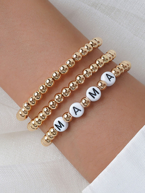 Three Piece Minimalist MAMA Pearl Bracelets