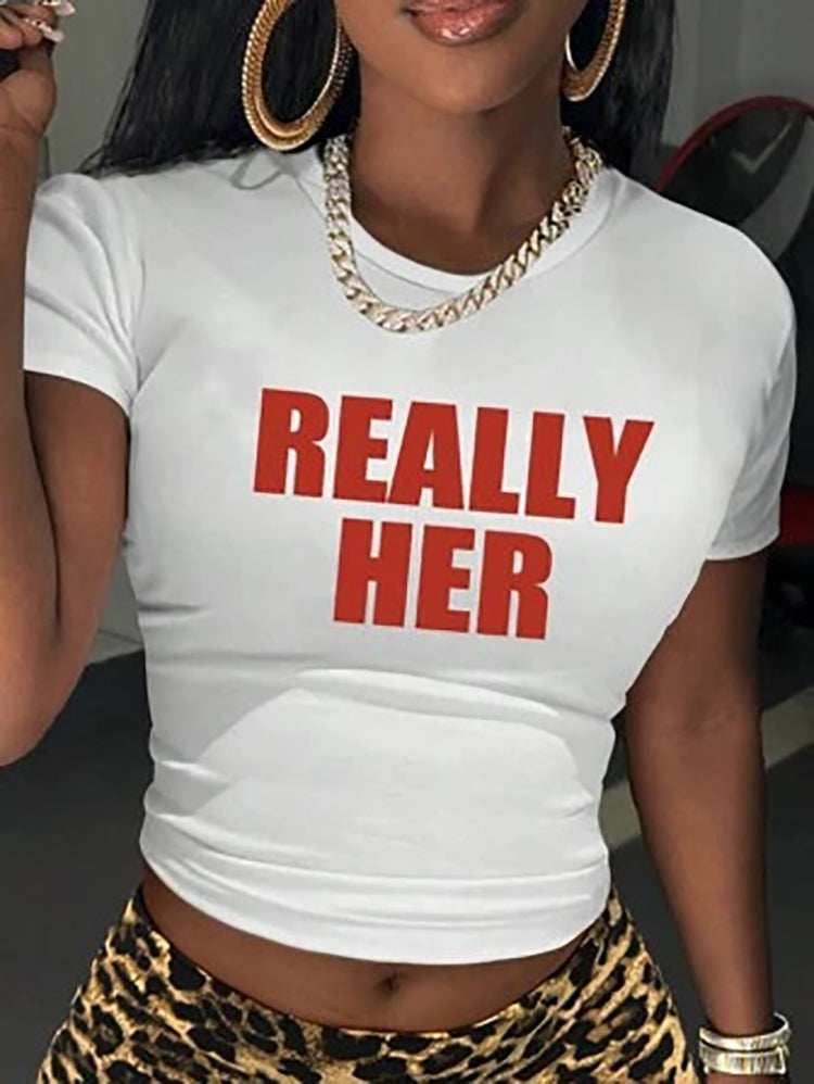 REALLY HER Graphic Baby Tee Crop Top