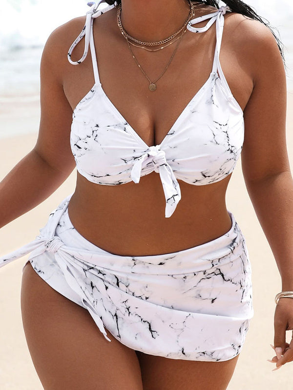 Three Piece Cover-Up Skirt Plus Size Swimsuit
