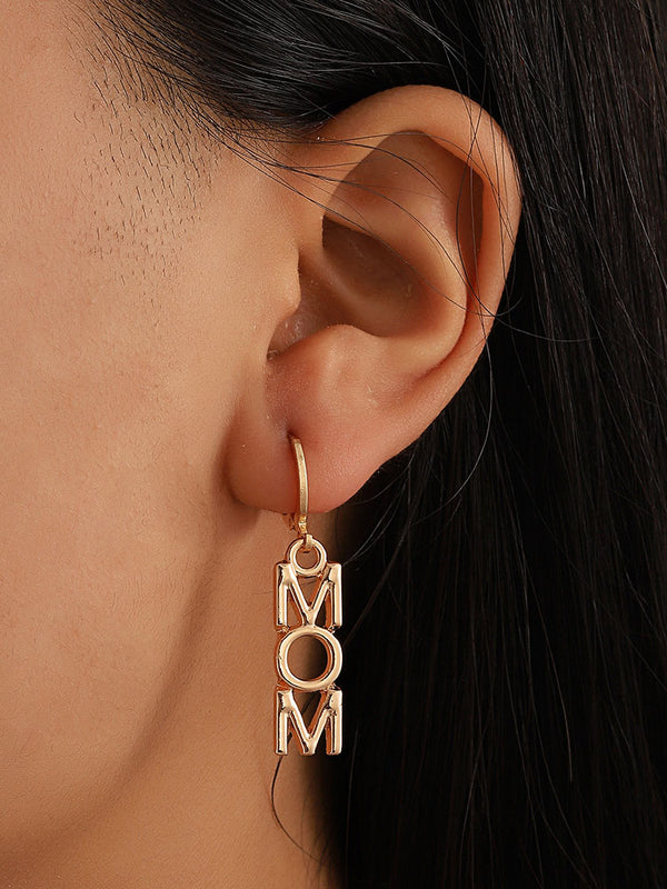Minimalist Letter Mom Earrings