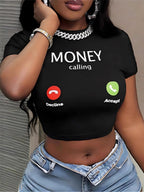 Y2K Slim Fit Cropped Graphic Tee