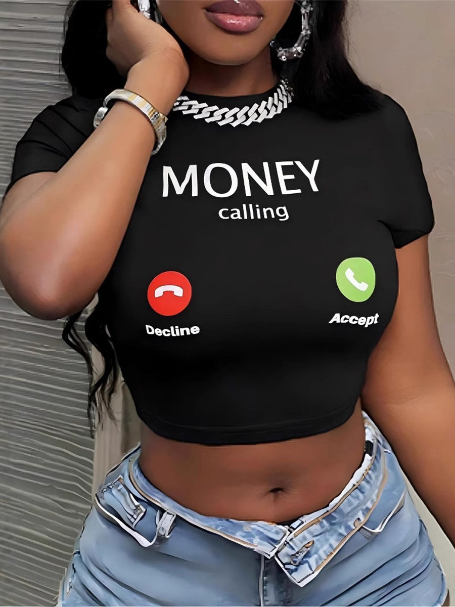 Y2K Slim Fit Cropped Graphic Tee