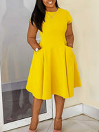 Plus Size Pocket A Line Midi Dress