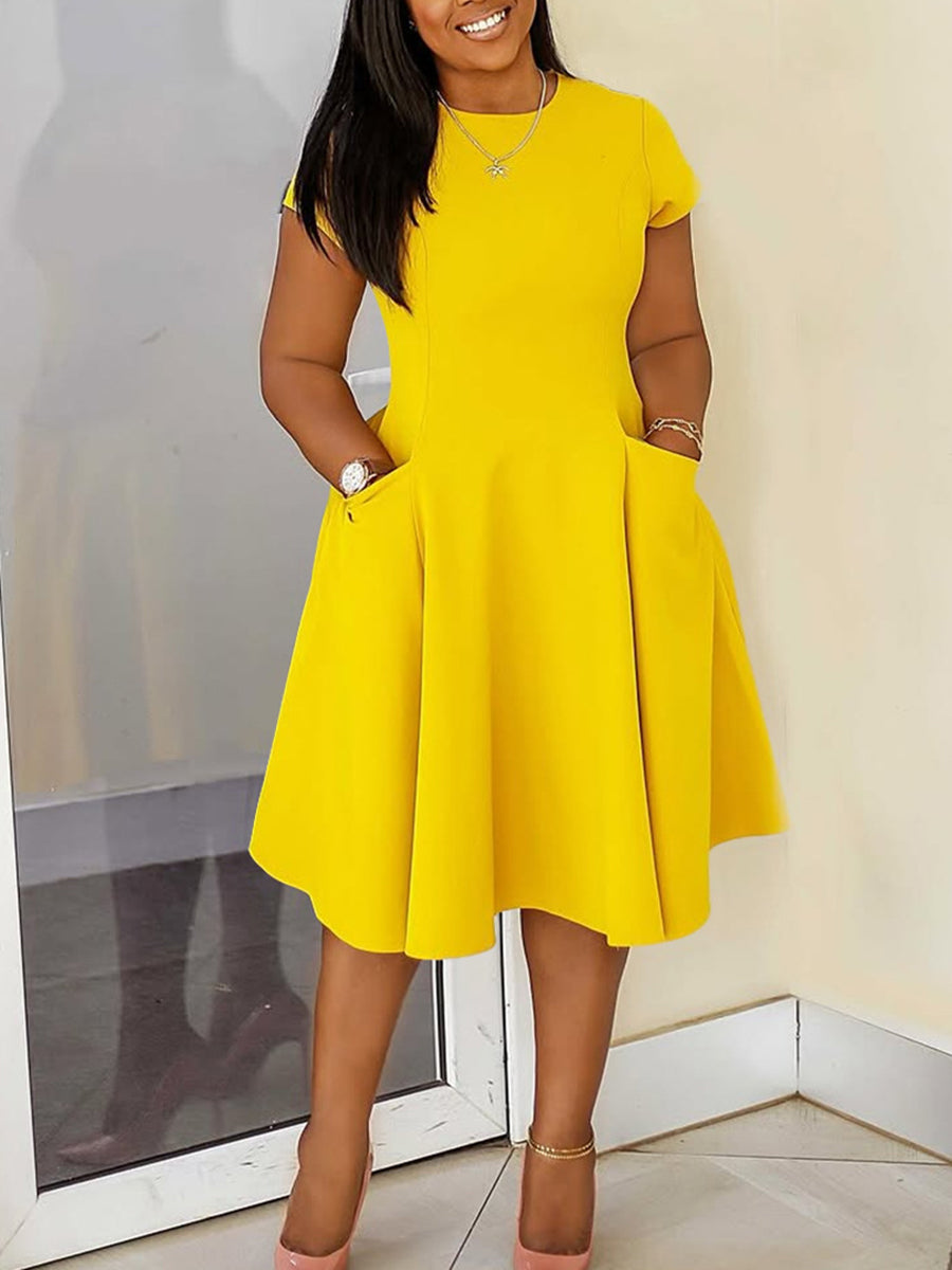 Plus Size Pocket A Line Midi Dress