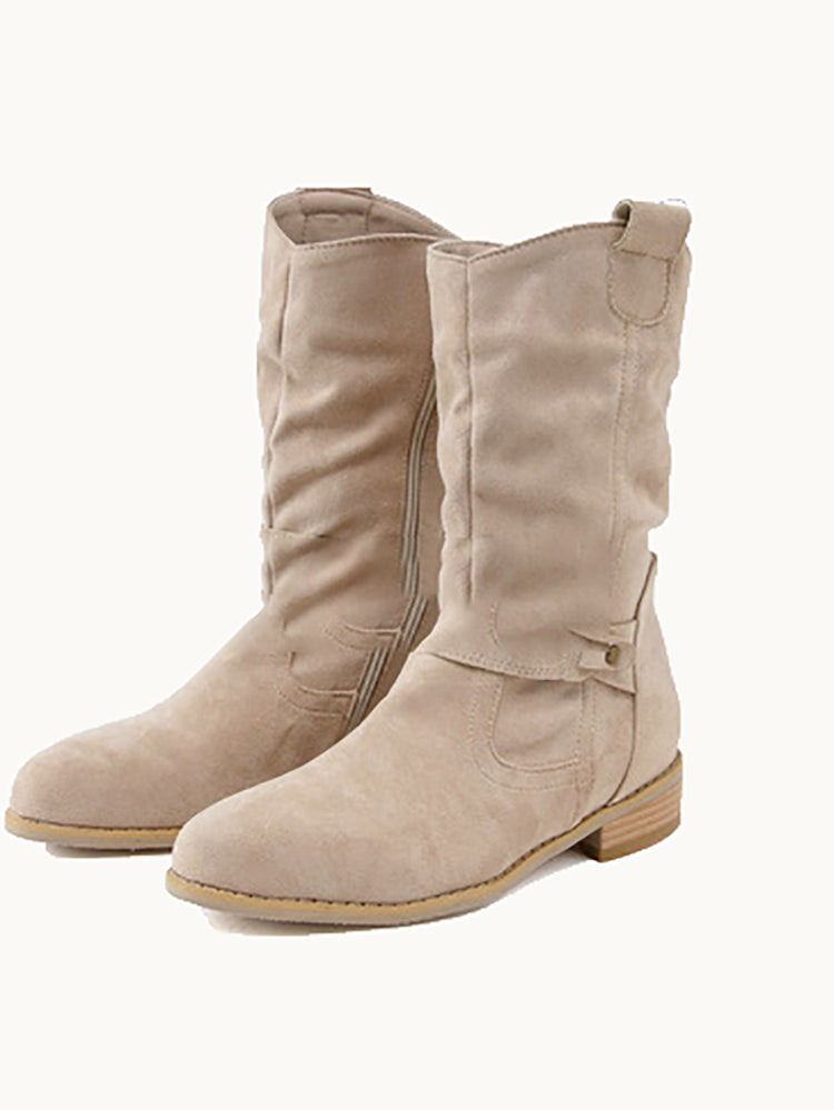 Suede Low Heel Ankle Boots