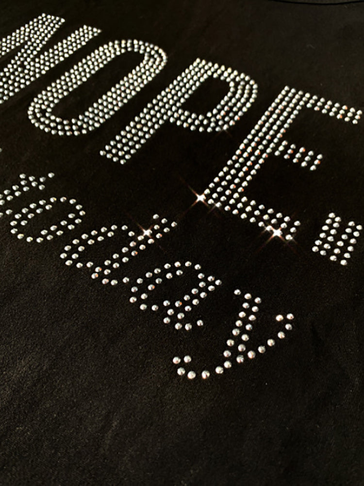 Rhinestone Letter Graphic Crew Neck Tee