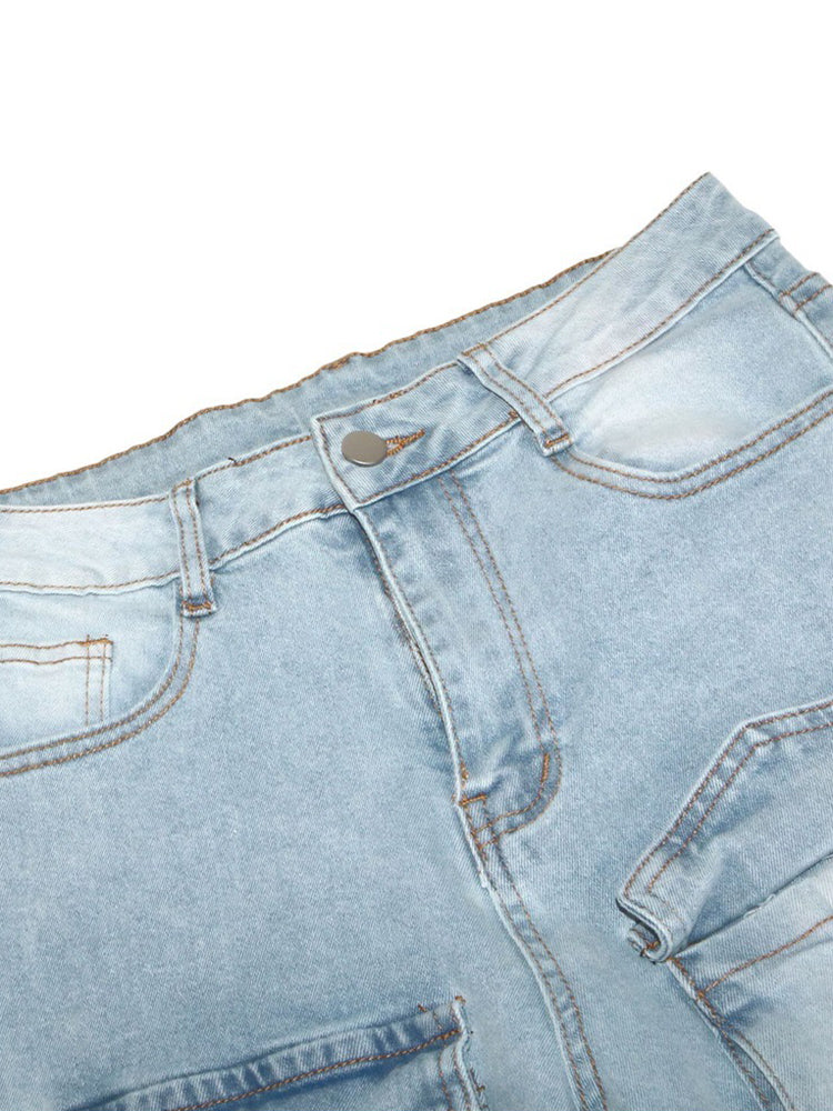 Multi-Pocket Straight Leg Jeans