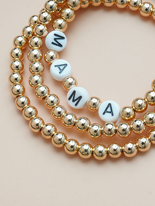 Three Piece Minimalist MAMA Pearl Bracelets