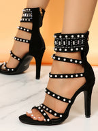 Rhinestone Beaded Pointed Toe Sandals