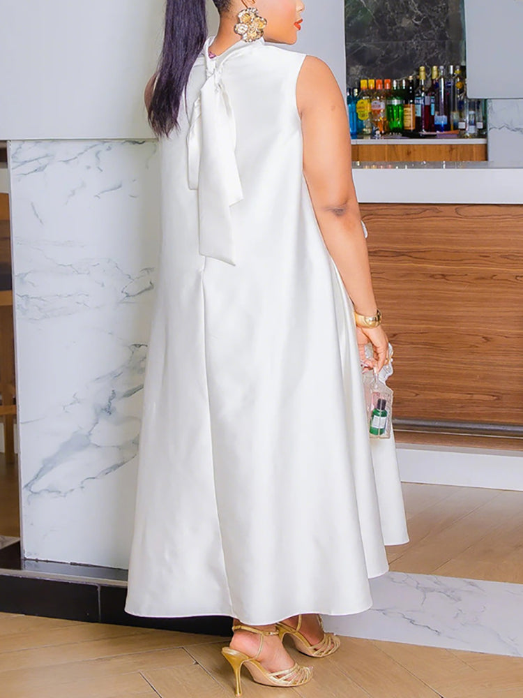 Loose Embroidered Sleeveless Maxi Dress