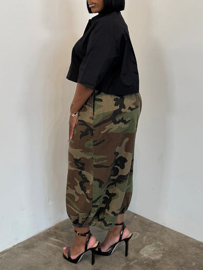 Plus Size Camo Cargo Harem Pants