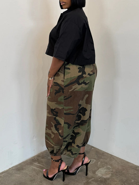 Plus Size Camo Cargo Harem Pants