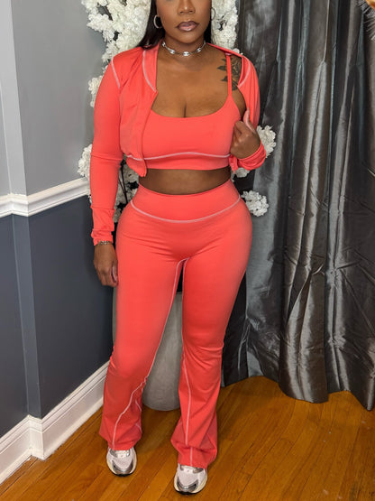 Three Piece Cardigan Tank Pants Set