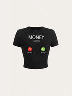 Y2K Slim Fit Cropped Graphic Tee