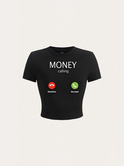 Y2K Slim Fit Cropped Graphic Tee