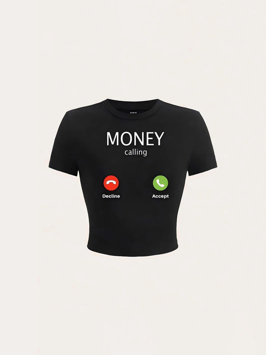 Y2K Slim Fit Cropped Graphic Tee