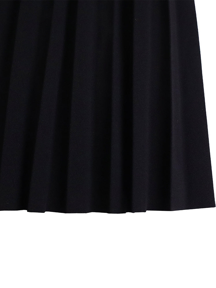 Plus Size Lace Hollow Out Pleated Dress