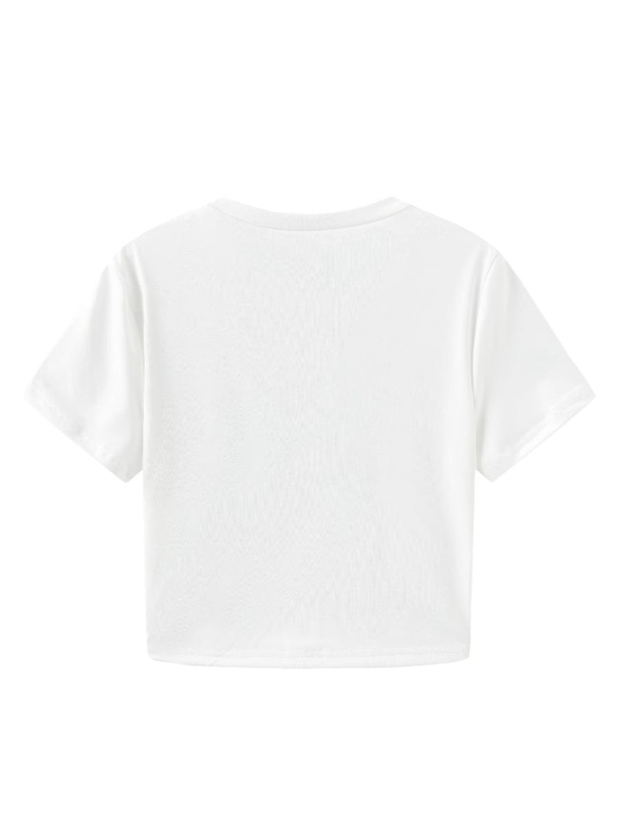 Graphic Print Crop Top Tee